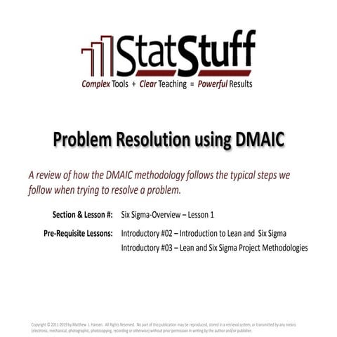 Problem Resolution Using DMAIC with Matt Hansen at StatStuff