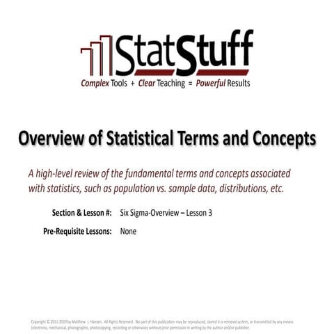 Overview of Statistical Terms and Concepts with Matt Hansen at StatStuff