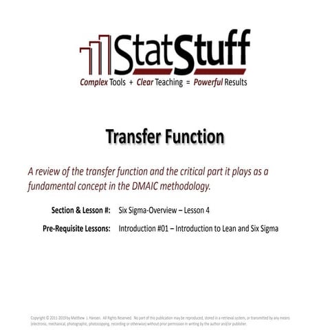 Transfer Function with Matt Hansen at StatStuff