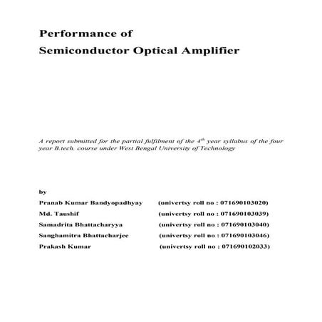 Performance of Semiconductor Optical Amplifier