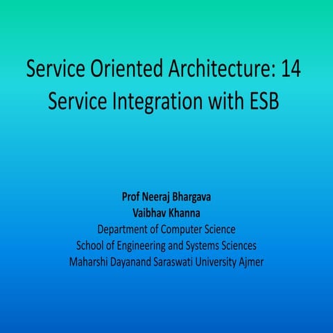 Soa 14 service integration with esb