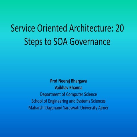 Soa 20 steps to soa governance