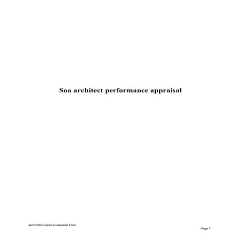 Soa architect performance appraisal