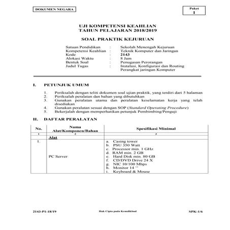 SOAL UKK FIX TKJ SMK NEGERI 4 GORONTALO (2019)