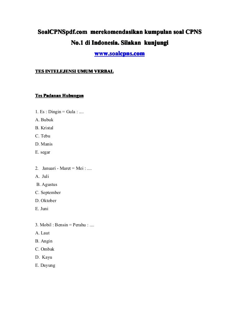 Soal Cpns Tiu 3
