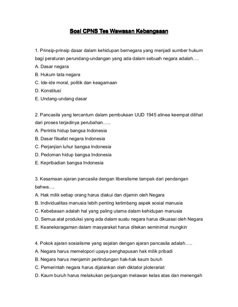 Soal cpns TWK 1
