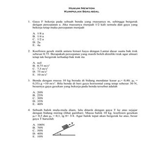 Kumpulan Soal-soal Hukum Newton