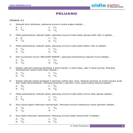 Soal Peluang