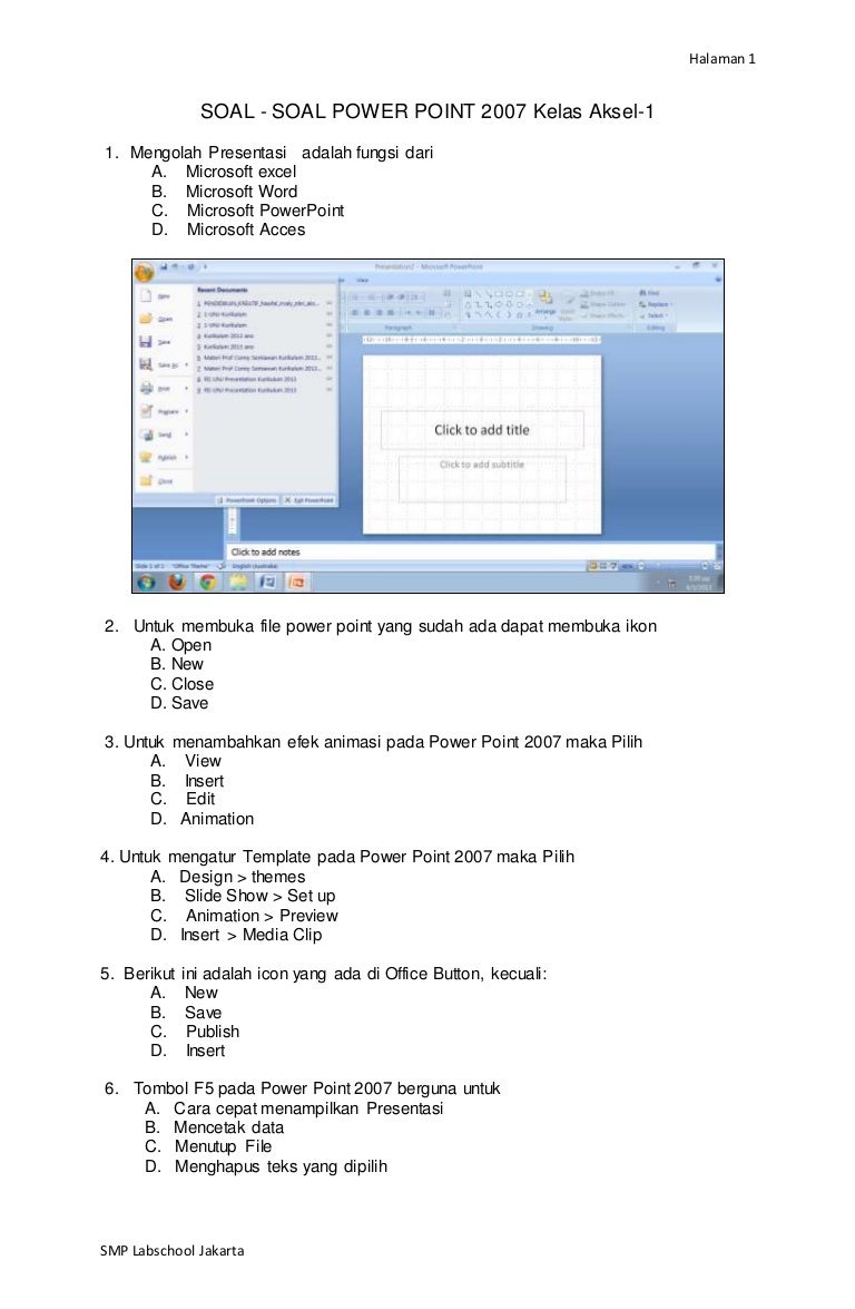 Soal Power Point Aksel 1 Cetak