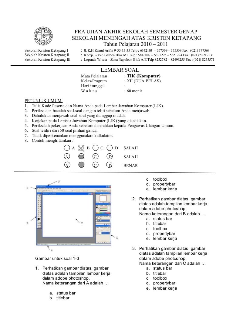 Download Lembar Jawaban Pilihan Ganda 50 Soal Menghitamkan