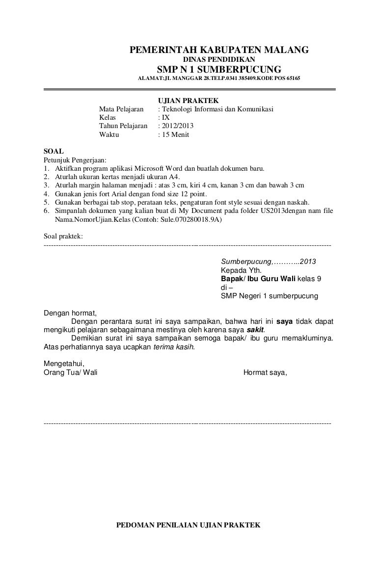 Soal Praktek Us 2013