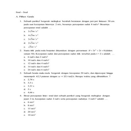 Soal soal materi gerak melingkar dan gerak parabola