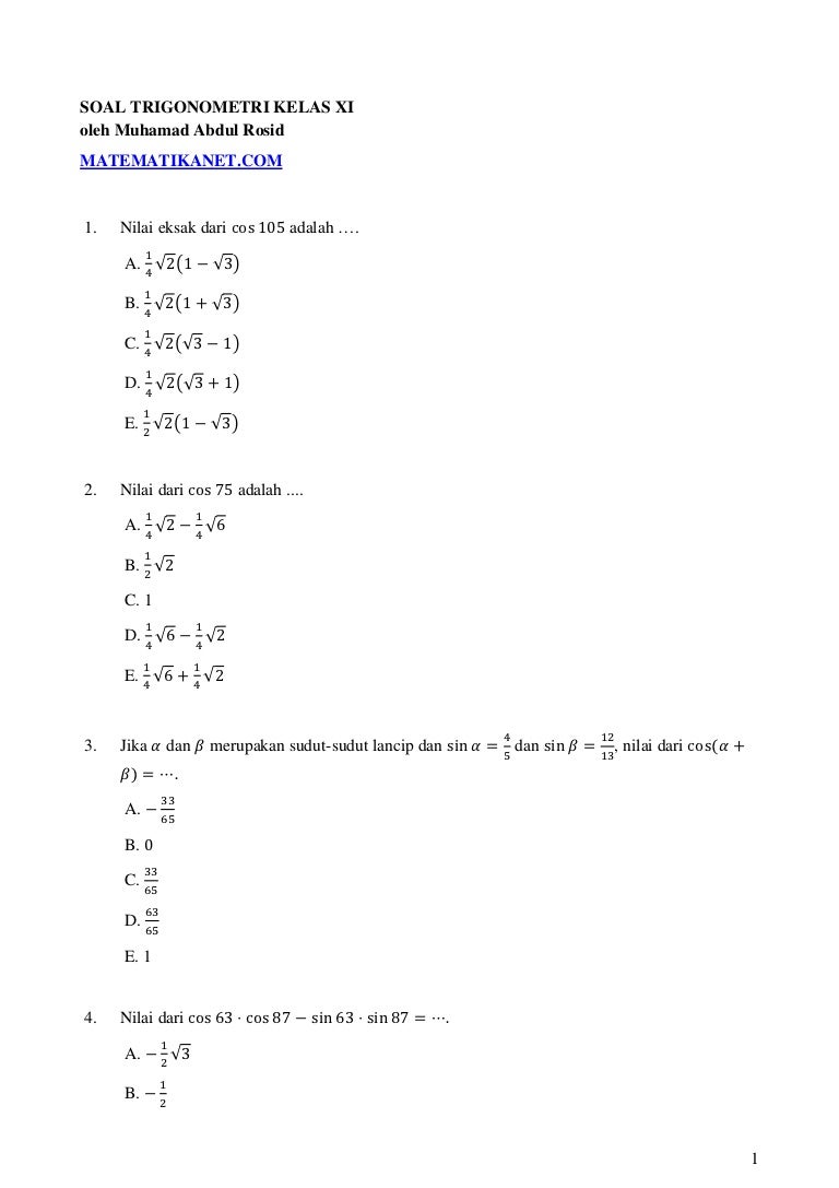 Soal trigonometri kelasxi_ipa