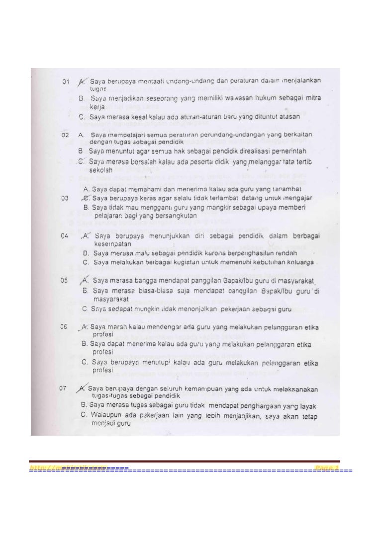 Soal Uji Kompetensi Kepribadian 1