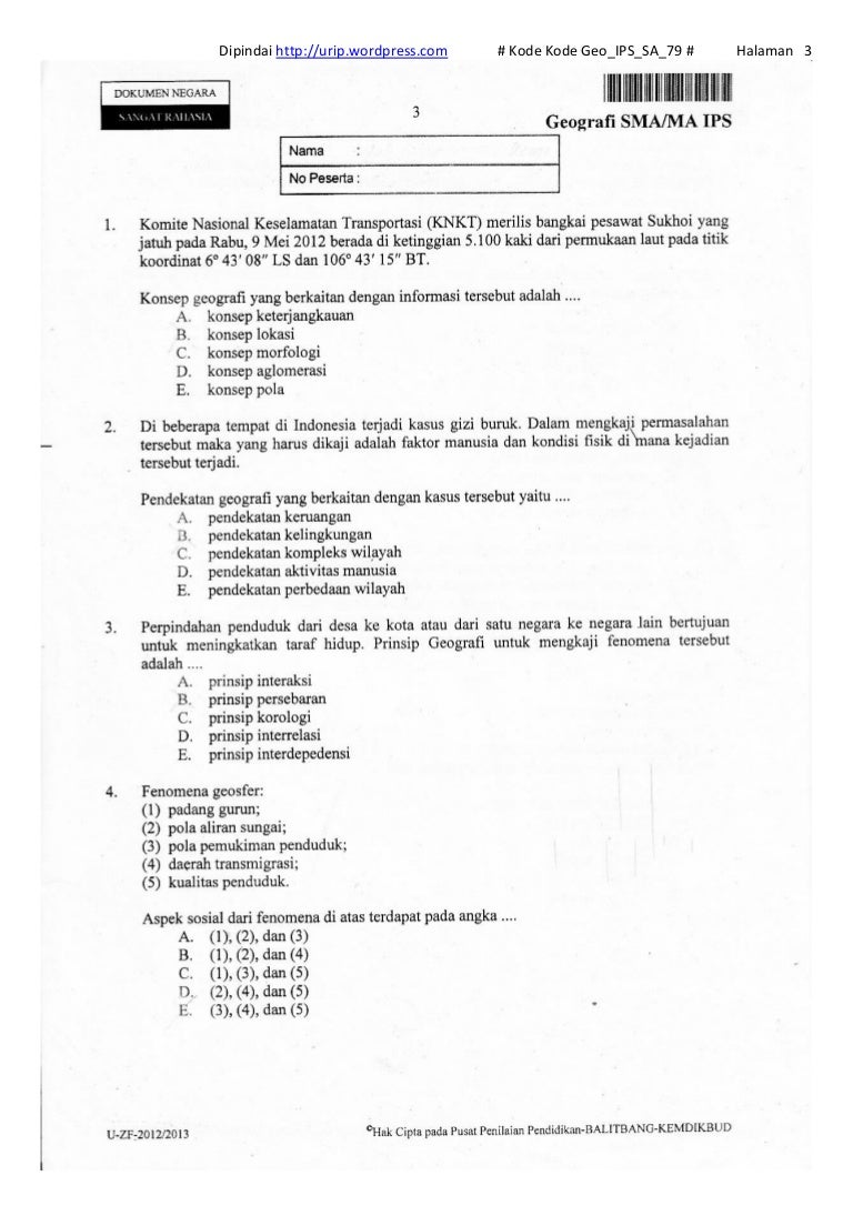 Soal ungeografismaips2013kodegeo ipssa_79(1) Soal ungeografismaips2013kodegeo ipssa_79(1)