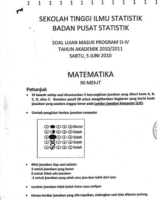 Soal Usm Stis Mtk