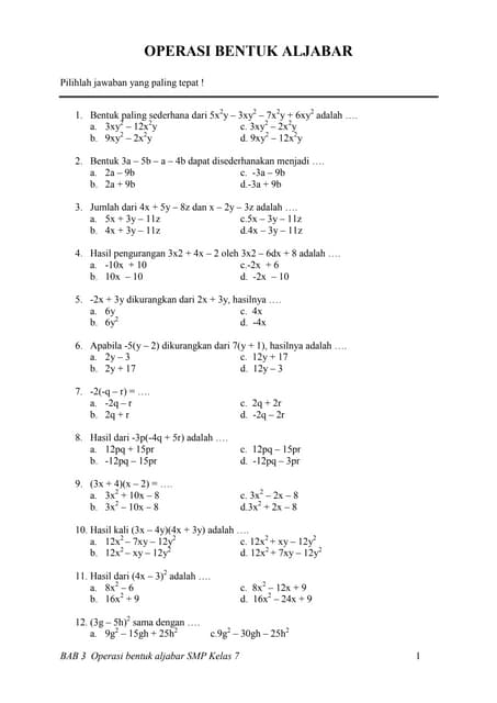 Fungsi aljabar pada matematika