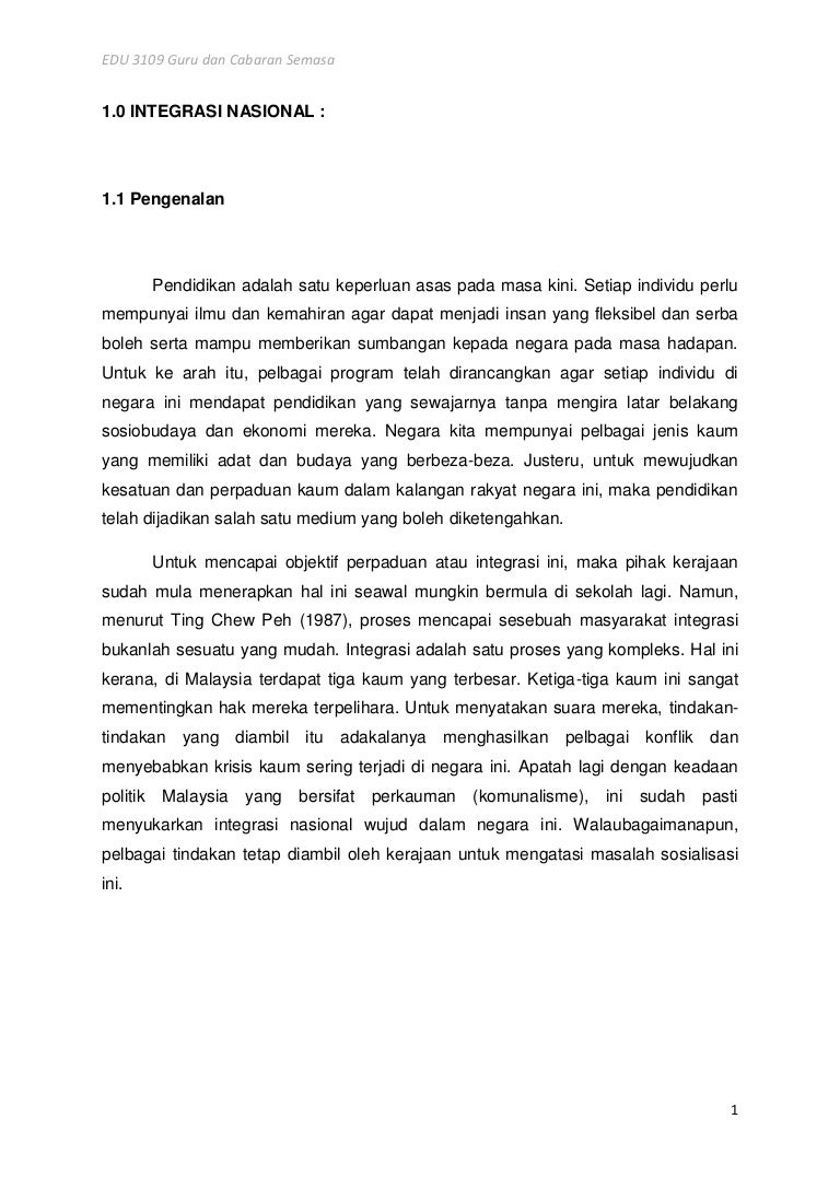 Soalan 1 Internship Dan Perpaduan Integrasi