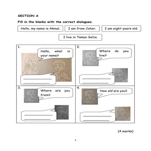 Contoh Mid Year Exam Tahun 2 (Bahasa Inggeris)