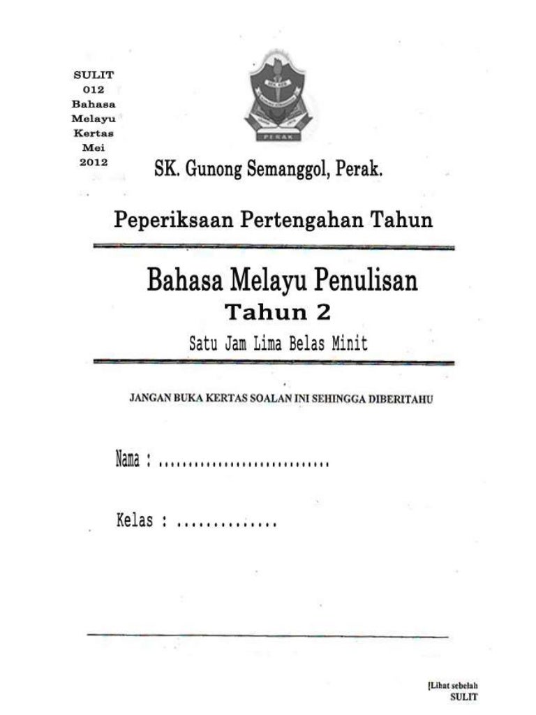 Soalan B.Melayu-Tahun 2 Soalan B.Melayu-Tahun 2
