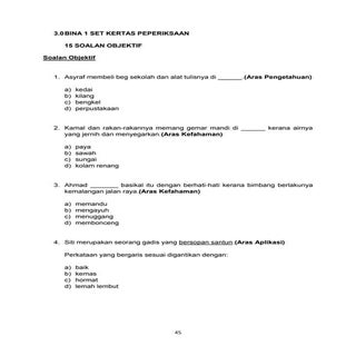 Contoh Soalan Ujian