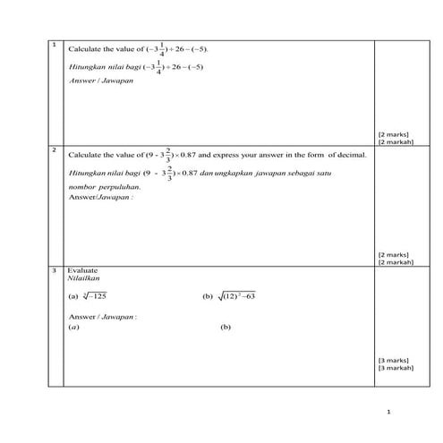 Soalan  matematik tingkatan 3 kertas 2