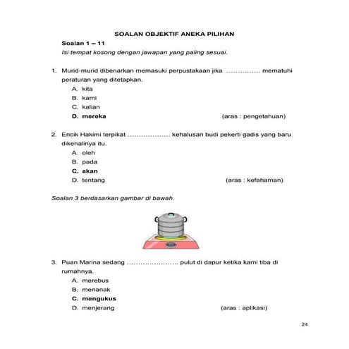 Soalan objektif aneka pilihan
