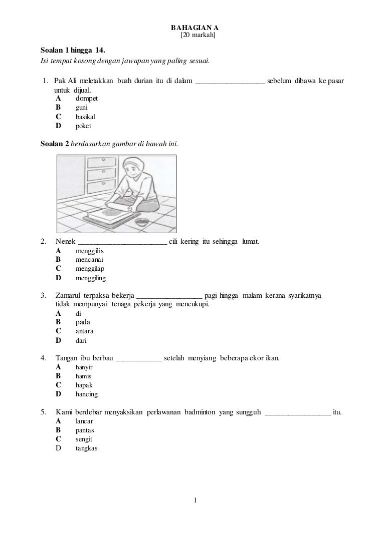 Soalan Bahasa Melayu Pemahaman Tahun 4 2019