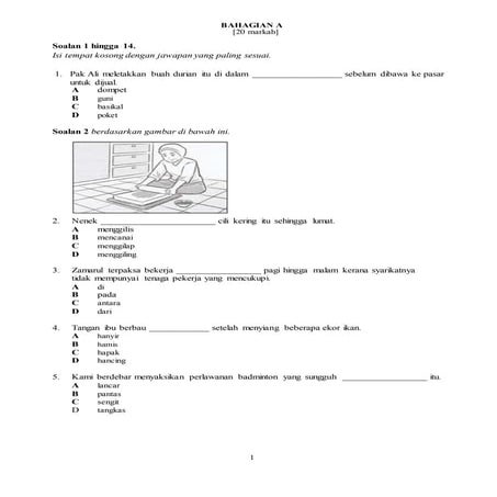 Soalan bahasa melayu pemahaman tahun 4 2019