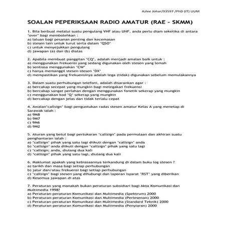 Soalan peperiksaan radio amatur