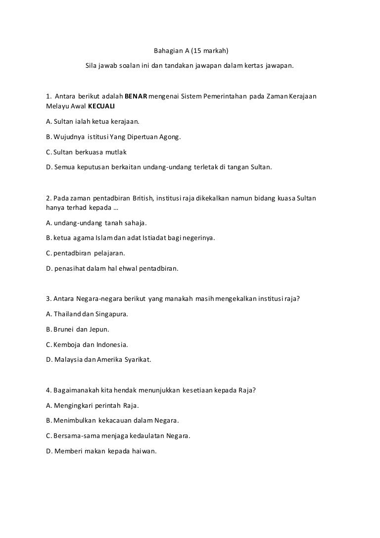 Soalan sejarah tahun 5 penggal 1 2015