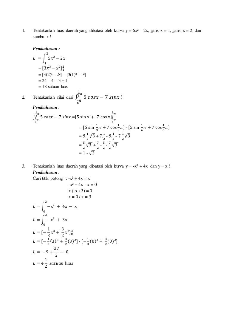 Soal Aplikasi Integral