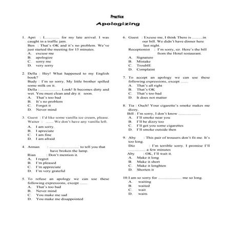 Soal apologizing ujian