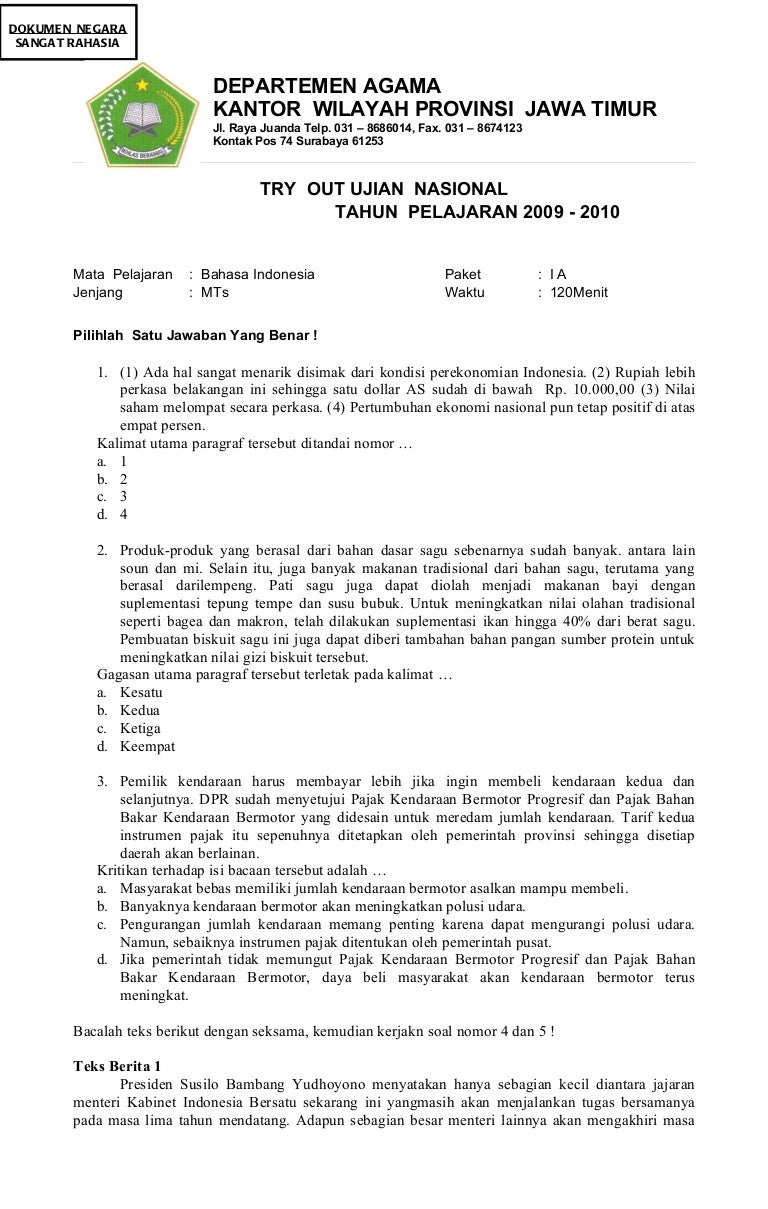 Soal bahasa indonesia