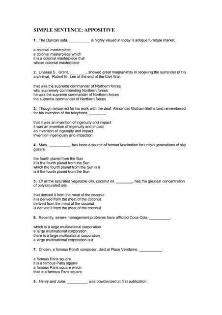 Soal Bahasa Inggris Appositive