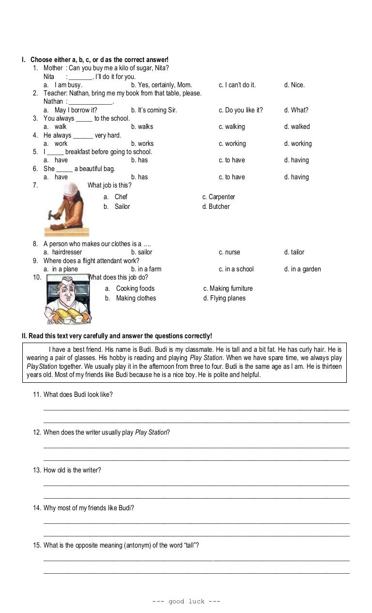 Descriptive text worksheet picture