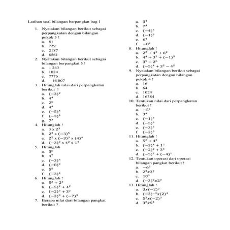 Soal bilangan berpangkat bagian 1