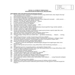 Soal biologi sistem pencernaan uploud