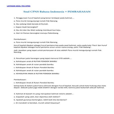 Soal cpns bahasa indonesia