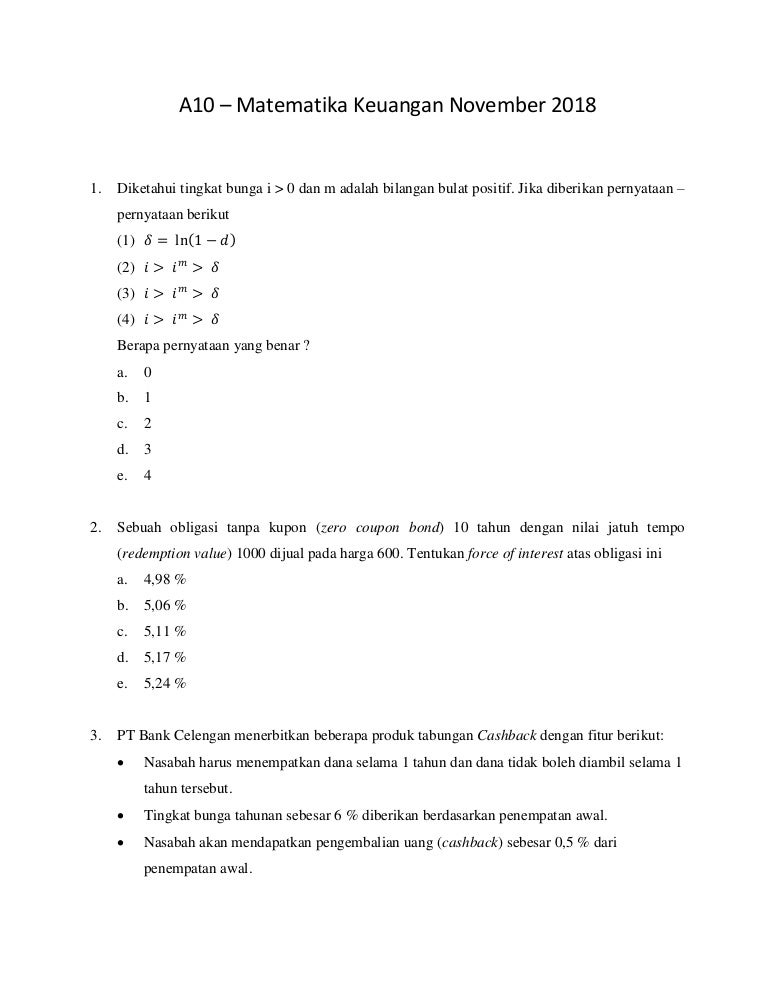Soal dan Pembahasan A10 November 2018