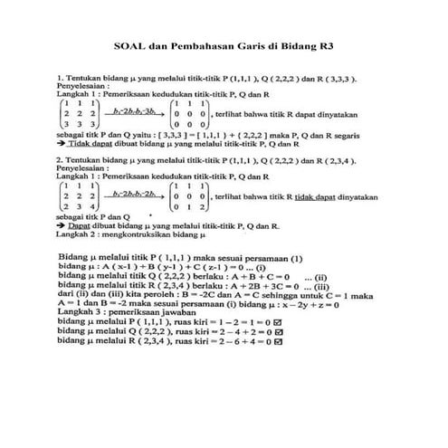 Soal dan pembahasan garis di bidang r3