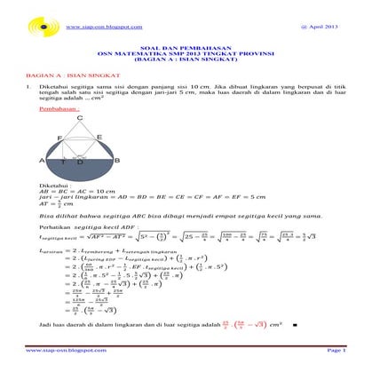Soal dan pembahasan osn matematika 2013 tingkat provinsi 