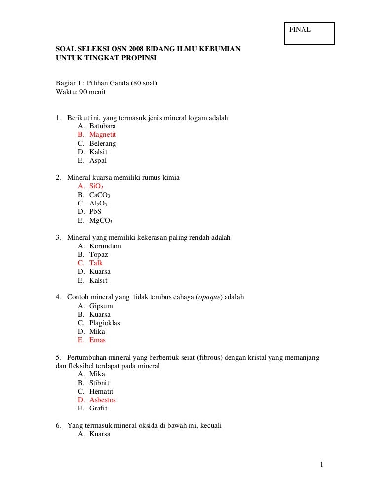 Soal Dan Pembahasan Osp Kebumian 2008