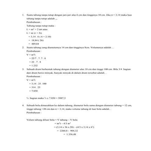 Soal dan pembahasan silinder