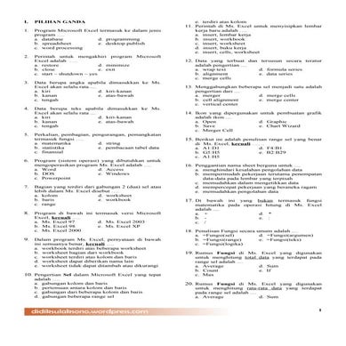 Soal excel uas
