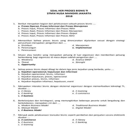 Soal HER Proses Bisnis TI