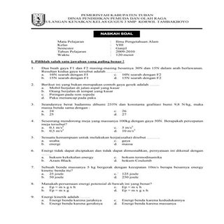 Soal UJIAN KENAIKAN KELAS (UKK) IPA...