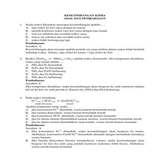 Soal kesetimbangan kimia dan perges...