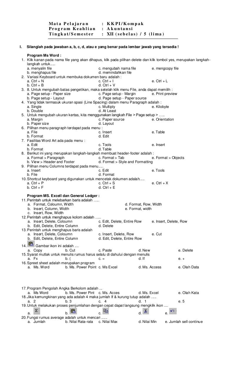 Soal kkpi kelas xii akuntansi