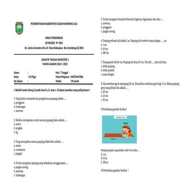 SOAL KLS 3 TENGAH SEMESTER 2 semua mata pelajaran .docx
